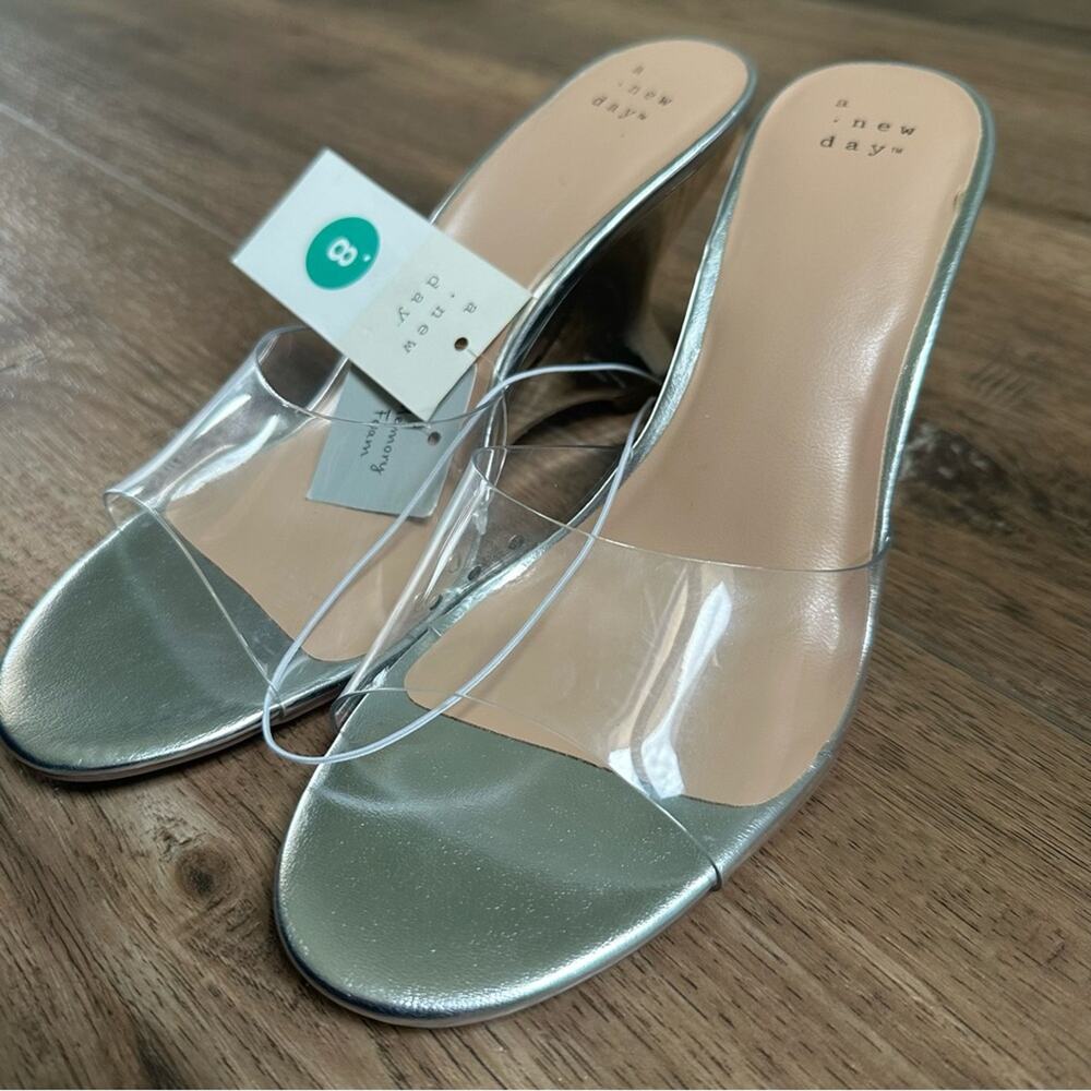 NWT!! A New Day Silver Women's Wedge Shoes, High Heels, Formal, Size‎ 8
